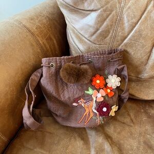 Disney Brown Floral Bambi Pouch Purse
